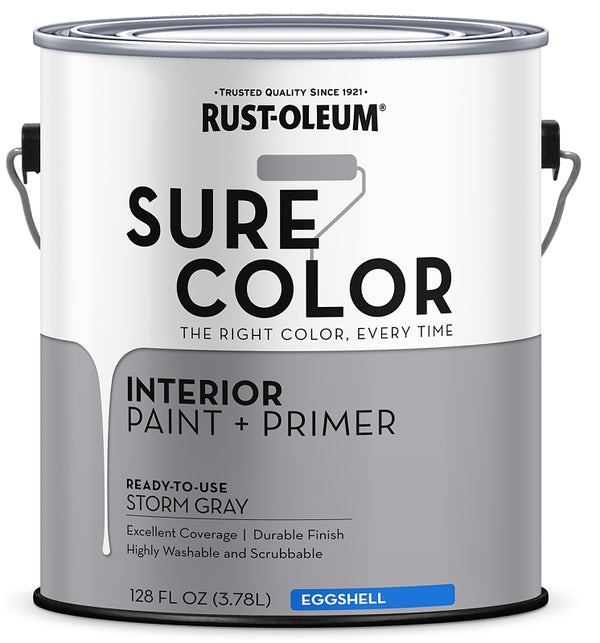 Rust-Oleum 380224 Sure Color Interior Wall Paint and Primer Eggshell Storm Gray gal