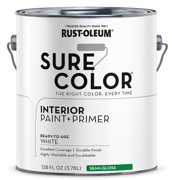 Rust-Oleum 380227 Sure Color Interior Wall Paint and Primer Semi-Gloss White gal