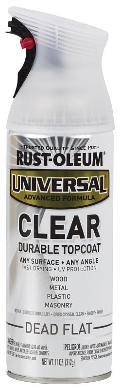 Rust-Oleum 302151 Universal All Surface Clear Topcoat Spray, 11 oz, Dead Flat Clear