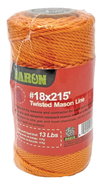 Baron 10812 Twisted Mason Line, 215 Feet, Orange