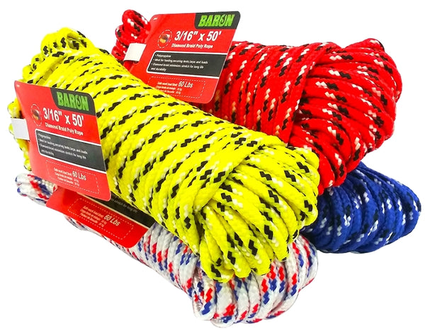 BARON MFG Rope Poly DMND BRD 1/2INX100FT 52617