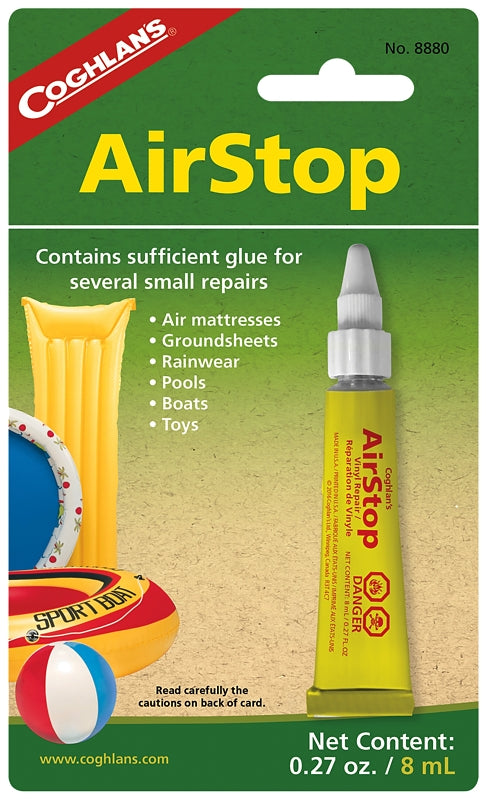 Coghlan's Airstop Vinyl Repair Adhesive Sealant for PVC and Inflatable Repairs - Durable Waterproof Fix for Patches, Leaks, and Seals - Ideal for Boats, Air Mattresses, and Camping Gear 8880-C