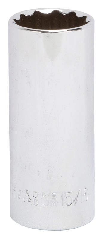 Mintcraft Vulcan MT6528616 Drive Socket, 15/16 in Socket, 1/2 in Drive, 12-Point, Chrome Vanadium Steel, Chrome