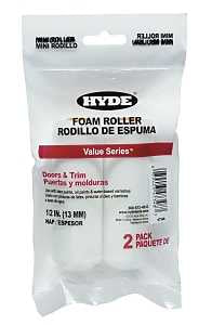 Hyde 47348 Value Mini Roller, 1/2 in Thick Nap, 4 in L, Foam Cover - pack of 2