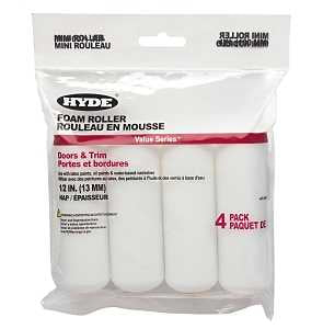 Hyde 47349 Value Mini Roller, 1/2 in Thick Nap, 4 in L, Foam Cover - pack of 4