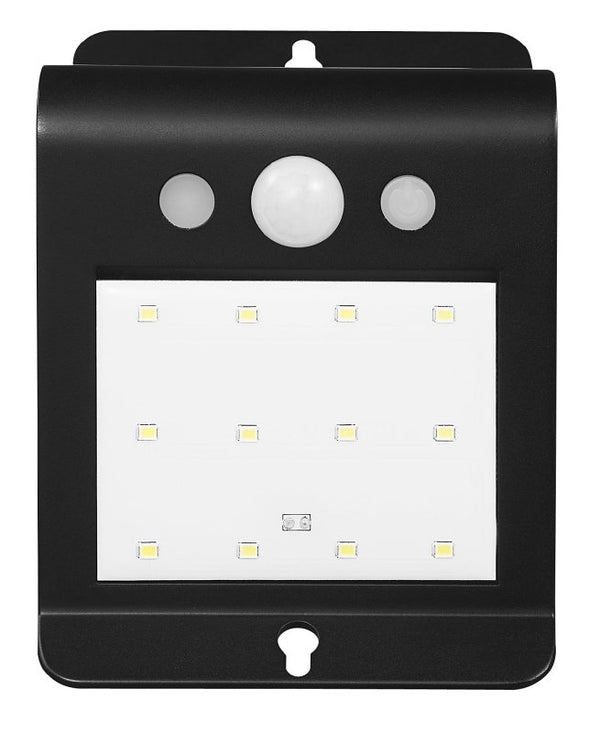 GLOBE 120-Degree Black 250 Lumens Solar Powered Motion Outdoor Integrated LED Wedge Light Security Light, Integrated Solar Panel, Outside House Lights 17000210