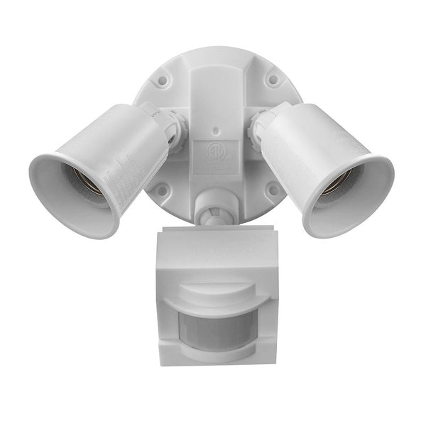 GLOBE Electric 17000270 110-Degree 240 W Twin Head Gray Hardwired Motion Sensor Security Flood Light, Spotlight, Outdoor, Outside House Lights