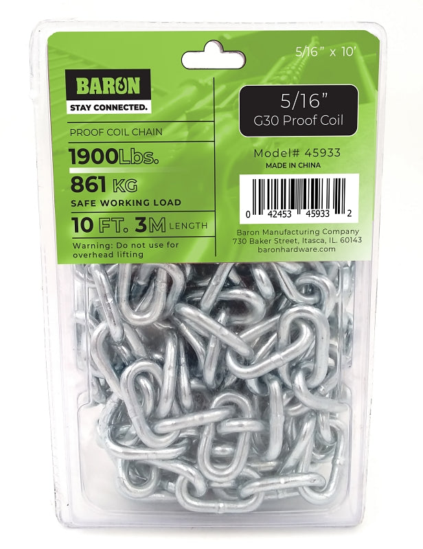 BARON MFG Chain Coil PRF ZN 5/16INX10FT 45933