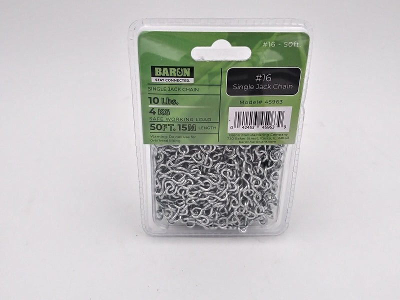 BARON MFG Chain Jack SNGL ZINC NO16X50FT 45963