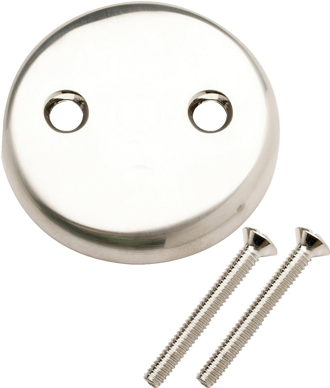 Plumb Pak PP826-11BN 2-Hole Blank Overflow Face Plate with Screw, for Use with Bath Drain, Brushed Nickel