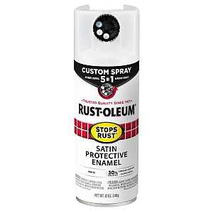 Rust-Oleum 376870 Stops Rust Custom Spray 5-in-1 Spray Paint, 12 oz, Satin White, (Pack of 1)