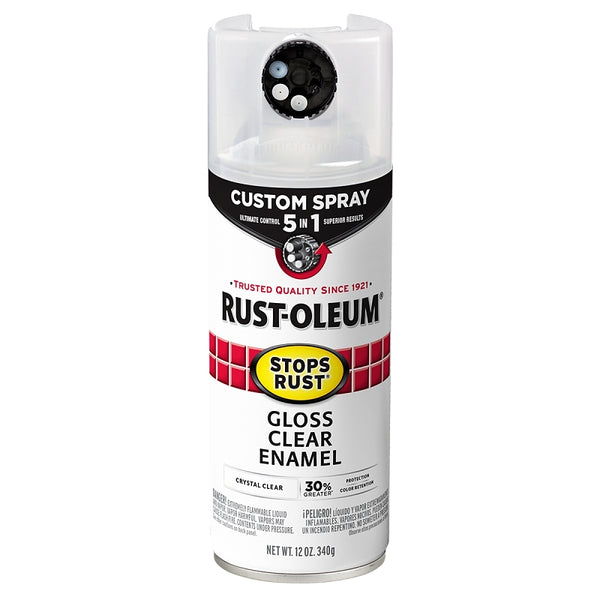 Rust-Oleum 376885 Stops Rust Custom Spray 5-in-1 Spray Paint, 12 oz, Gloss Clear