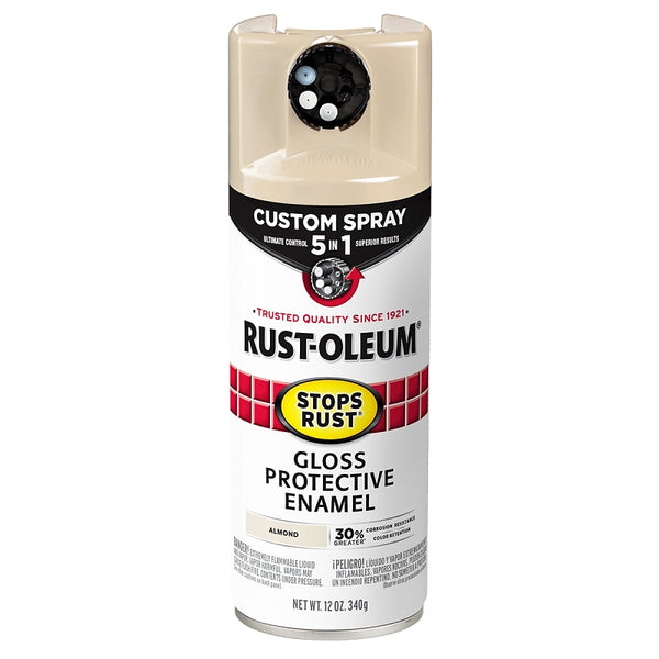 Rust-Oleum 376900 Stops Rust Custom Spray 5-in-1 Spray Paint, 12 oz, Gloss Almond