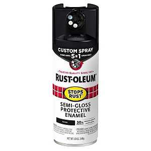 Rust-Oleum 376909 Stops Rust Custom Spray 5-in-1 Spray Paint, 12 oz, Semi-Gloss Black, (Pack of 1)