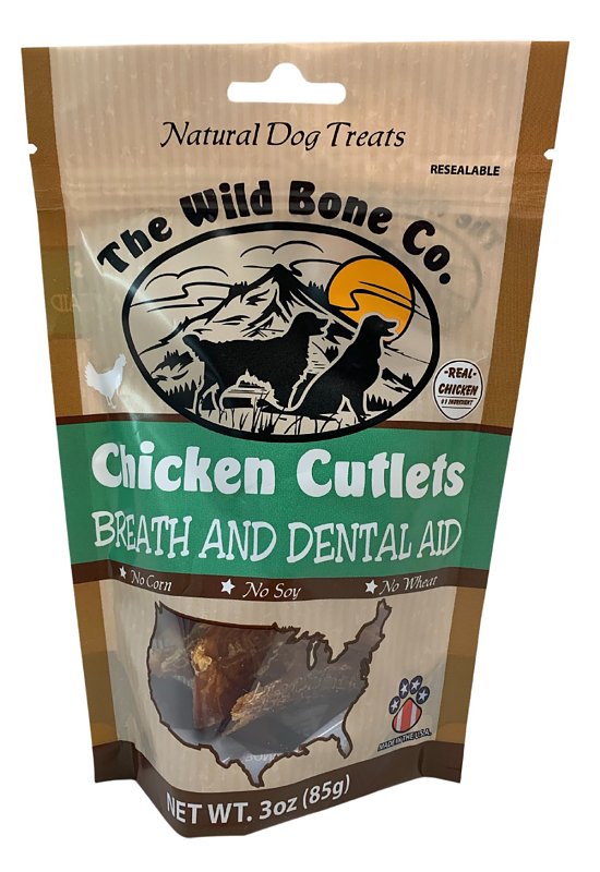 Wild Bone Company Chicken Cutlets Breath and Dental Aid Dog Treats, 3 Ounces, Made in The USA (092015) 1980.6