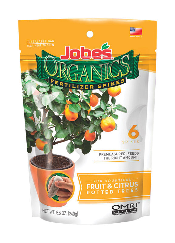 Jobe’s Organics Garden Fertilizer Spikes, Easy Plant Care Fertilizer for Fruit and Citrus Plants and Trees, 6 Count
