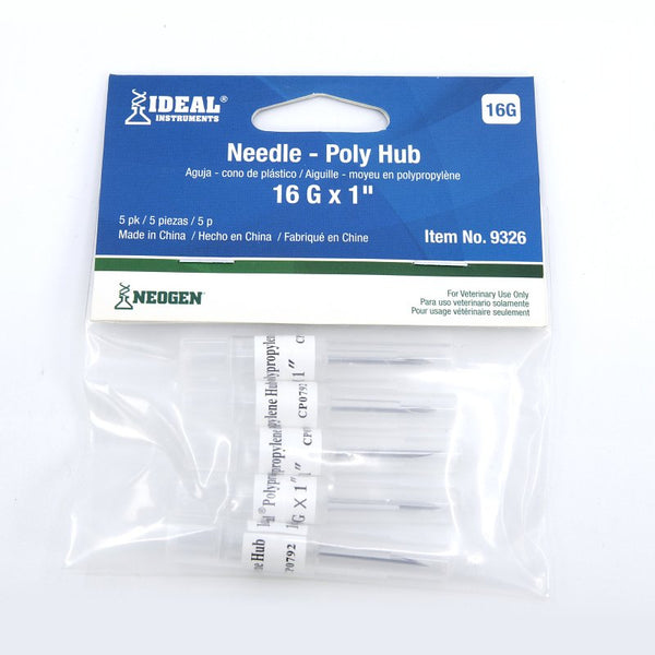 neogen corporation 9326 5 Pack, 16 Gauge x 1", Poly Hub, Disposable Needle