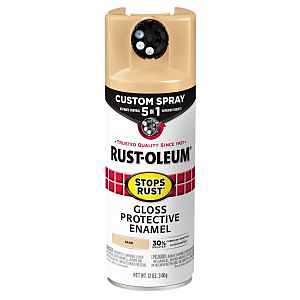 Rust-Oleum 376905 Stops Rust Custom Spray 5-in-1 Spray Paint, 12 oz, Gloss Sand, (Pack of 1)