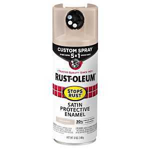 Rust-Oleum 376879 Stops Rust Custom Spray 5-in-1 Spray Paint, 12 oz, Satin French Beige