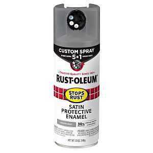 Rust-Oleum 376872 Stops Rust Custom Spray 5-in-1 Spray Paint, 12 oz, Satin Coastal Gray