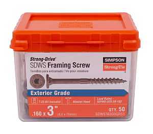 Simpson Strong-Tie SDWS16300QR50 Strong-Drive SDWS FRAMING Screw — 0.160 in. x 3 in. T25, Quik Guard, Tan (50-Qty)