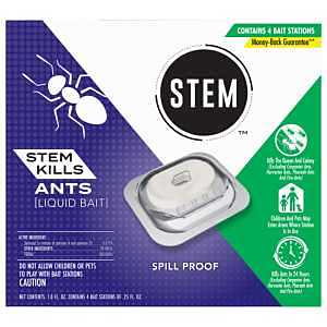 STEM Liquid Ant Baits, Kills The Queen and Colony, for Indoor Use, 4 Spill Proof Bait Stations