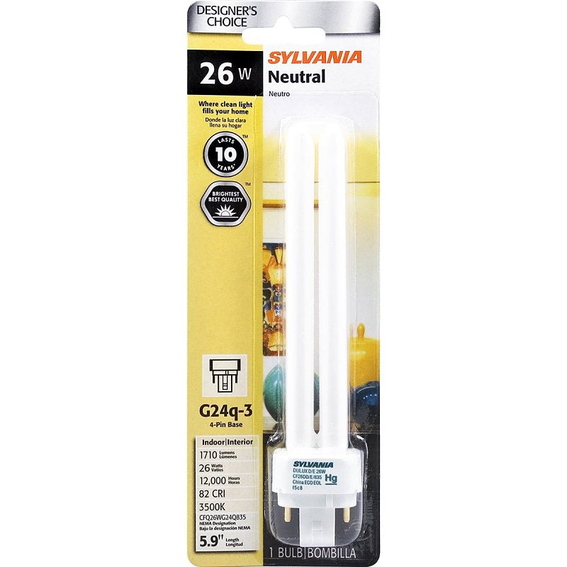 Sylvania 20644/CF26DDE835E Double Tube 4 Pin Base Compact Fluorescent Light Bulb, White
