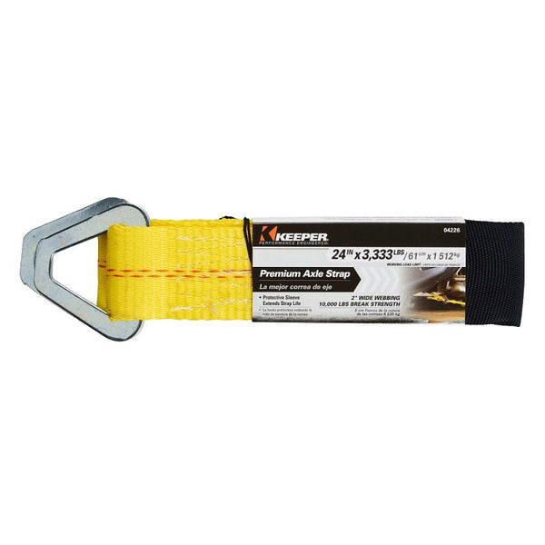 Keeper - 2" x 24" Premium Axle Tie Down Strap with D Rings - 3,333 lbs. Working Load Limit and 10,000 lbs. Break Strength,One Color 04226