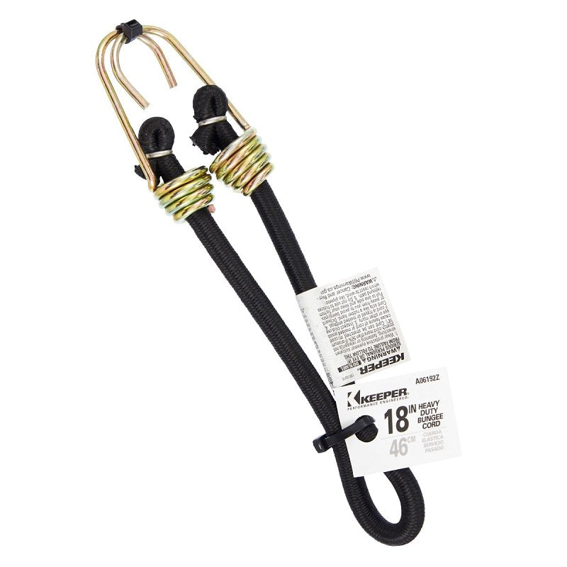 KEEPER A06192z Heavy Duty Bungee Cord, Black, 18"