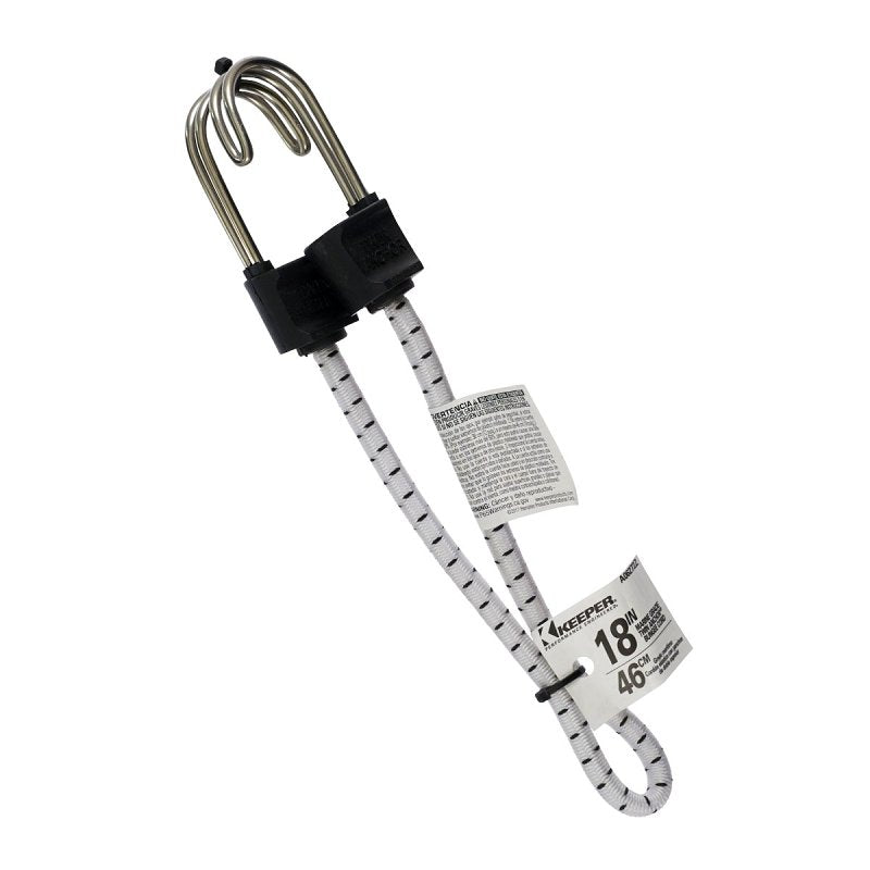 Keeper Marine Twin Anchor White/Black Bungee Cord 18 in. 1 pk - Case of: 10; Each Pack Qty: 110
