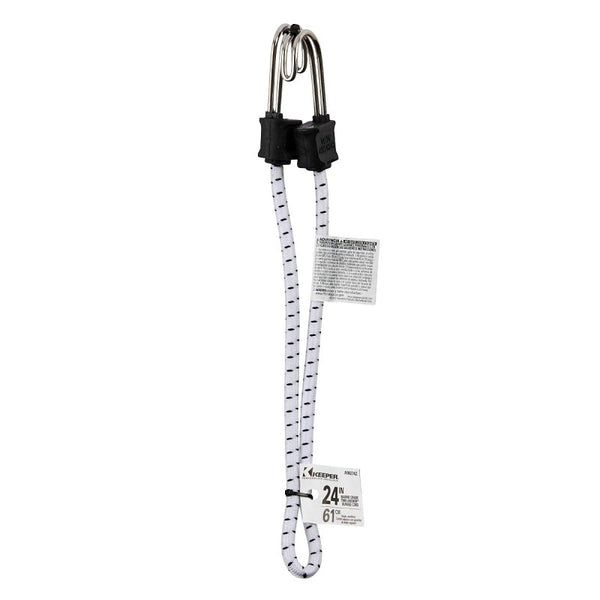 KEEPER 06274z Marine Twin Anchor Bungee Cord, White/Black, 24" (Pack of 10) A06274Z