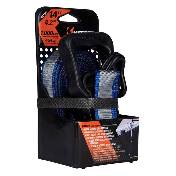 KEEPER 1.25 in. W x 14 ft. L Gray Tie Down Strap 1000 lb. 1 pk A47206