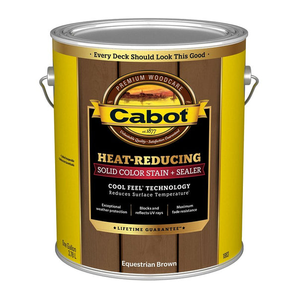 Cabot 1880 Series 140.0001883.007 Heat Reducing Stain and Sealer, Solid, Equestrian Brown, Liquid, 1 gal, Can
