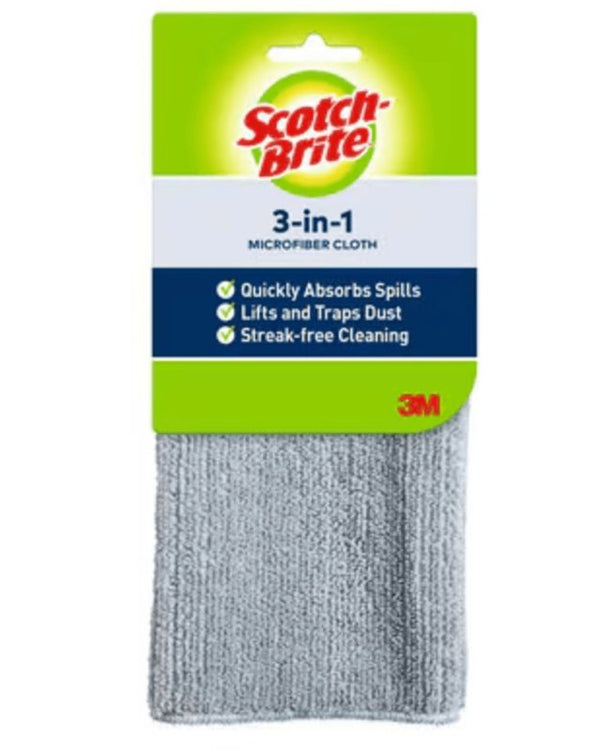Scotch-Brite Microfiber 3-in-1 Cloth (Pack of 12) 9070