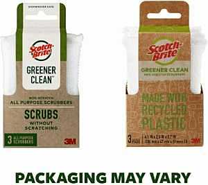 Scotch-Brite Greener Clean Non Scratch Scrubber: 2.6 in. x 4.1 in. x 0.7 in. / 3-pack (White)