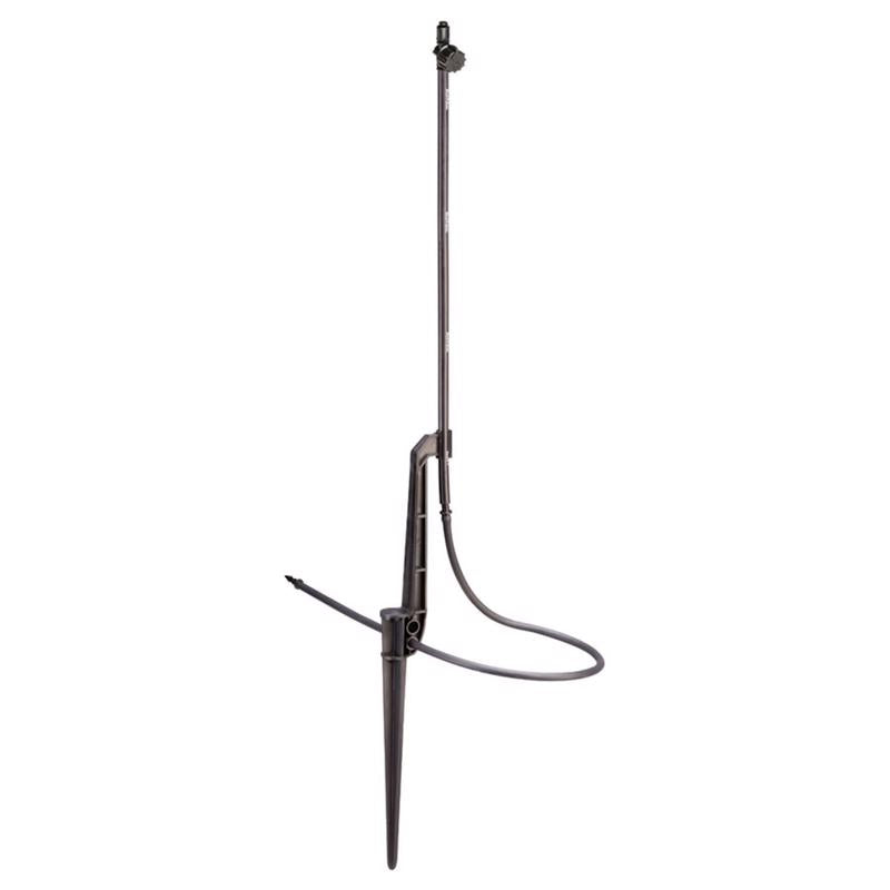 Rain Bird MSSTKTQ1S Drip Irrigation Micro-Spray on Adjustable Height Staked Riser with 1/4" Tubing and Barbed Coupler, 90° Quarter Circle Pattern, 0 - 10' Spray Distance Black