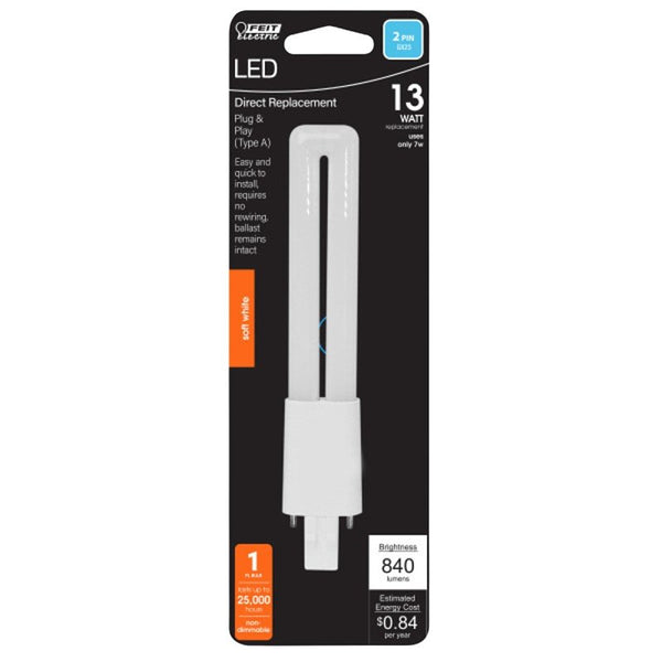Feit Electric PL GX23 LED Tube Light Soft White 13 Watt Equivalence 1 pk BPPL13/827/LEDG2H