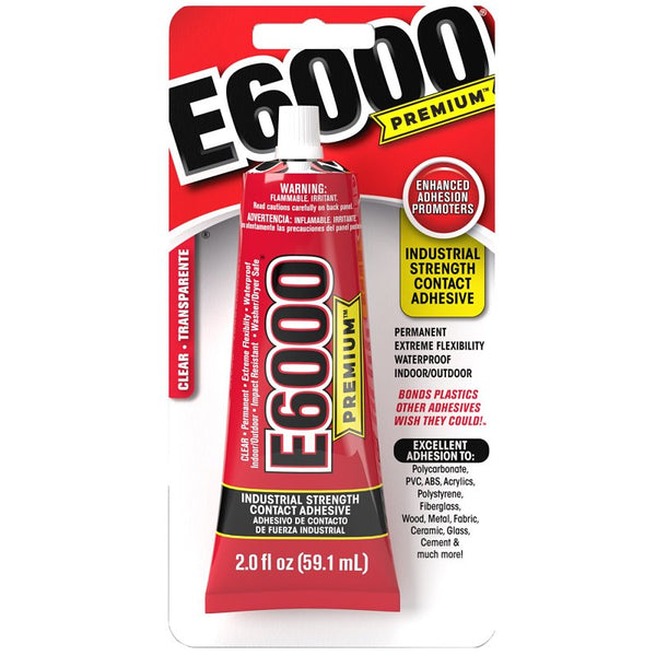 E6000 Premium Industrial Strength Contact Adhesive - Permanent, Waterproof, Extreme Flexibility for Indoor/Outdoor Use - Safe On PVC, Acrylic, Fiberglass, Wood, Metal, Fabric, Ceramic, Glass, Cement 205201