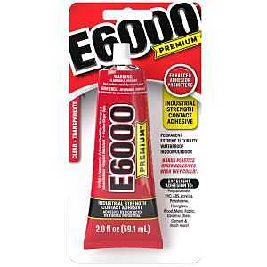 E6000 Premium Industrial Strength Contact Adhesive - Permanent, Waterproof, Extreme Flexibility for Indoor/Outdoor Use - Safe On PVC, Acrylic, Fiberglass, Wood, Metal, Fabric, Ceramic, Glass, Cement