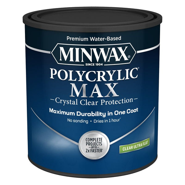 Minwax Polycrylic Max, Ultra Flat, Clear, 1 Quart 644445555