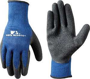 Men's Coated Grip Work Gloves with Latex Coating, Extra Large (Wells Lamont 524), Black on Blue