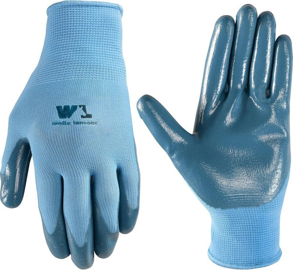 Wells Lamont Women's Blue Nitrile Coated Work and Gardening Gloves, Medium (497M-400)