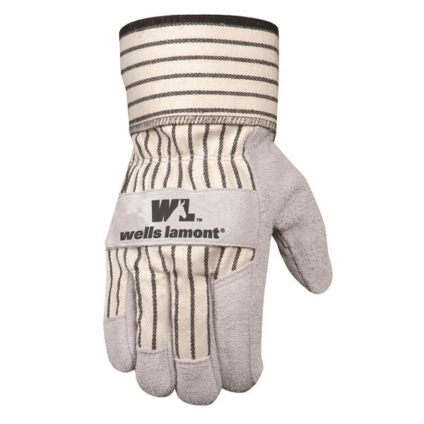 Wells Lamont Leather Work Gloves with Safety Cuff, Suede Palm, Large (4000L) , Grey 4000-NEW