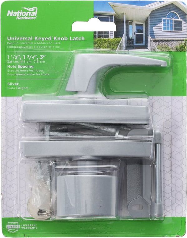 National Hardware N178-822 V1308 Universal Knob Latch in Silver,1-1/2,1-3/4,3", Metal/Zinc
