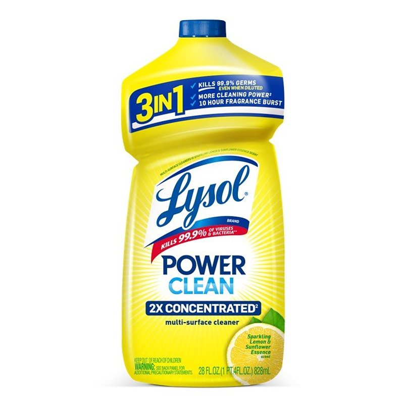 LYSOL Power Clean Multi-Surface Cleaner, 2x Concentrated Pour, Sparkling Lemon & Sunflower Essence scent, 28 Fl Oz