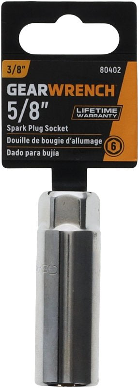 GEARWRENCH 3/8" Drive 6 pt. Spark Plug Socket, 5/8" x 2-1/2" - 80402