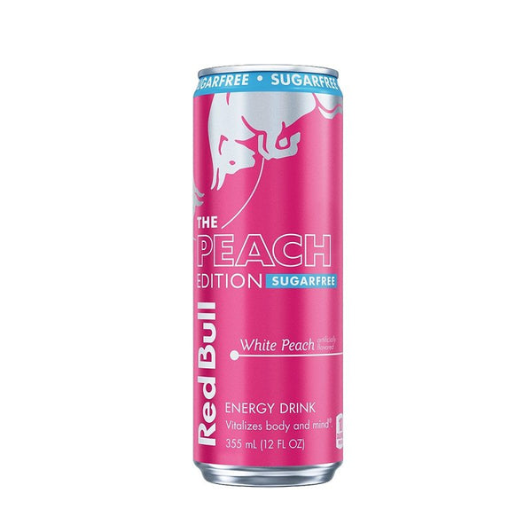 Red Bull Peach Edition Sugarfree Energy Drink, White Peach, 12 fl. oz. can, with 114mg Caffeine, Taurine & B Vitamins RB249729
