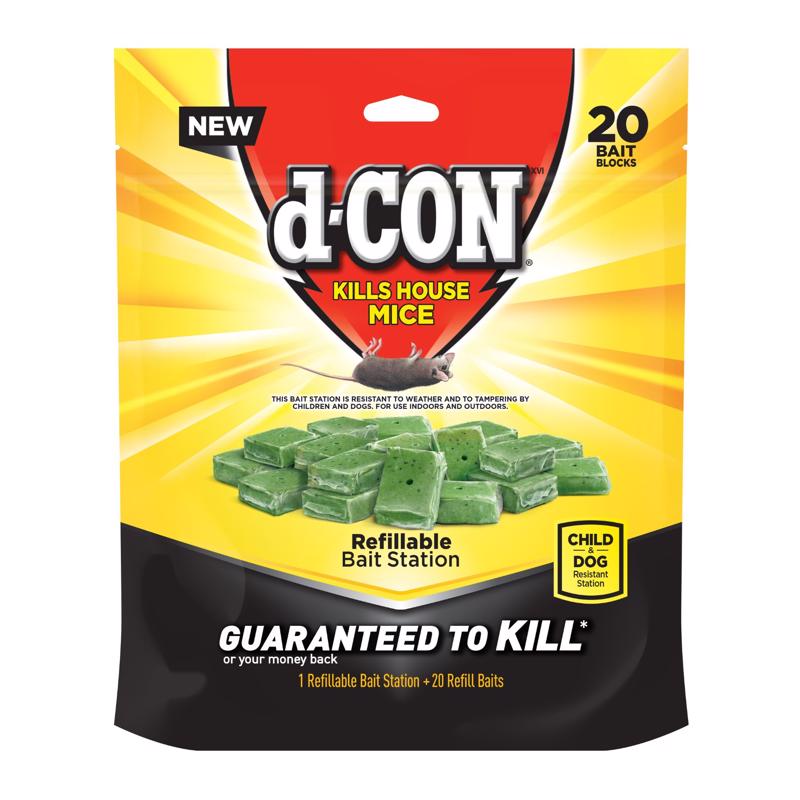 D-Con Refillable Mouse Bait Station, 1 Bait Station + 20 Refills