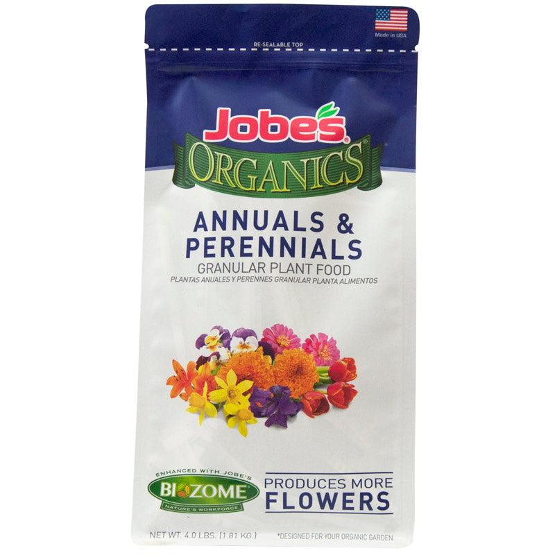 Jobe’s Organics Granular Fertilizer, Organic Fertilizer for Geraniums, Hibiscus, Daisies, and Other Perennial and Annual Plants, 4 lbs Bag