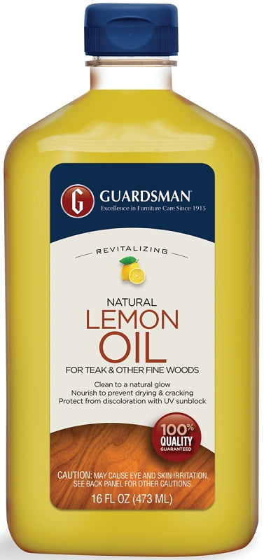 Guardsman Revitalizing Lemon Oil | Teak Oil Protects and Cleans Outdoor and Indoor Wood Furniture, Lemon Scent, 16 Fluid Ounces